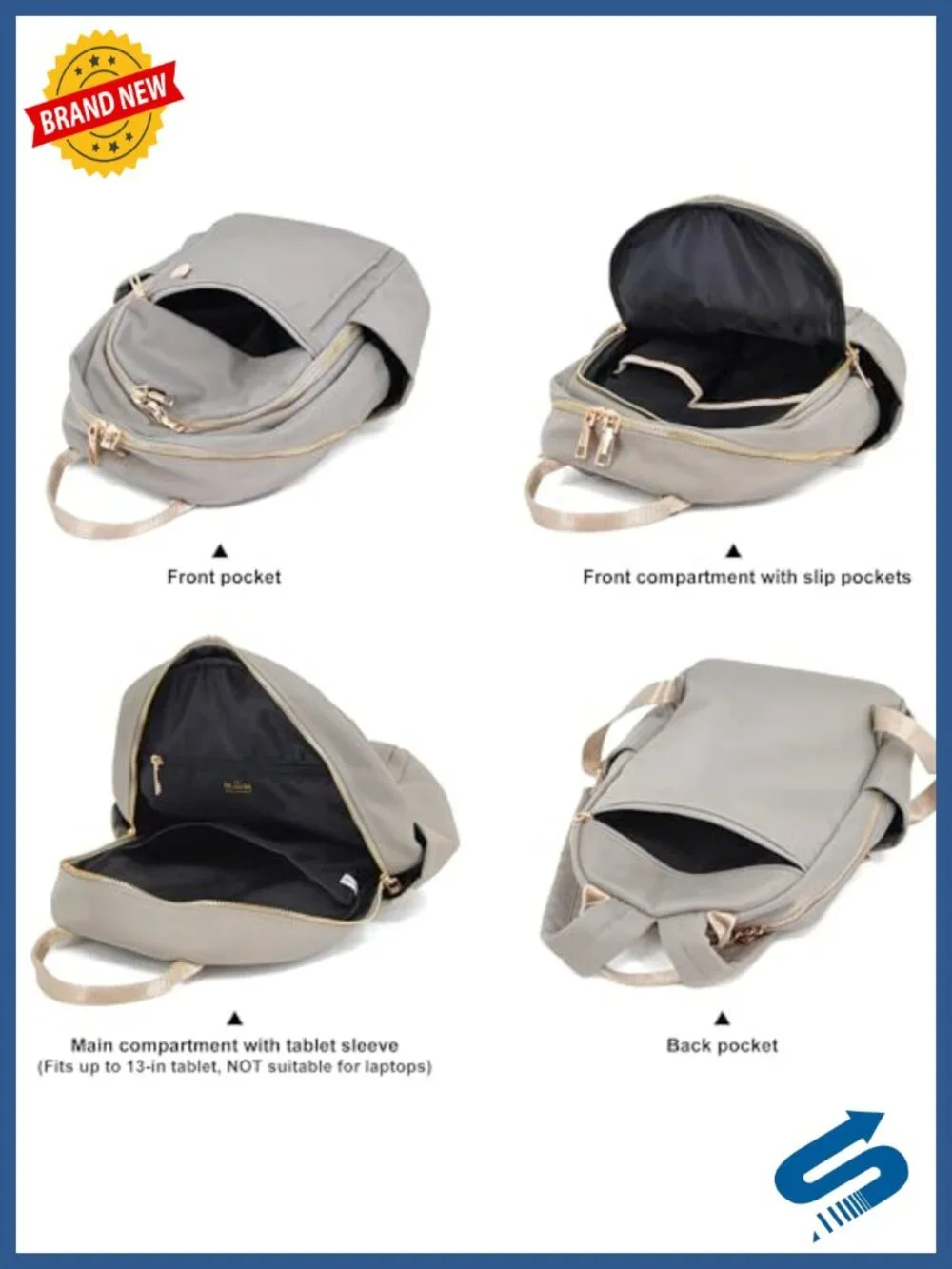 Compact Mini Fashion Backpack Purse with Gold-Tone Hardware, Lightweight